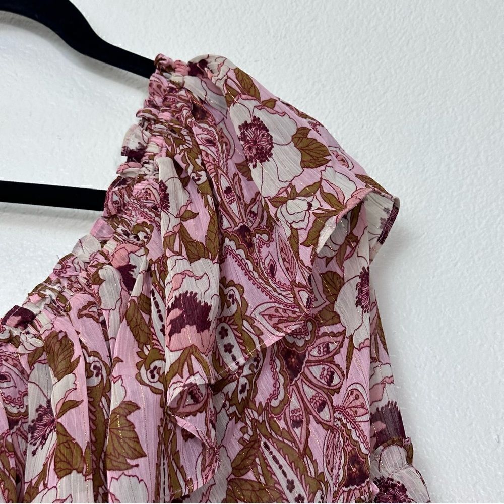 Misa Los Angeles Rumi One Shoulder Floral Asymmetrical Dress Size L - Picture 3 of 8
